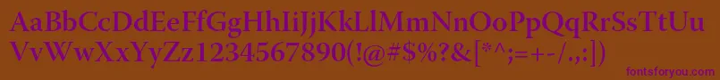 WarnockproSemiboldsubh Font – Purple Fonts on Brown Background