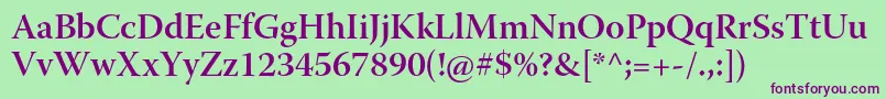 Шрифт WarnockproSemiboldsubh – фиолетовые шрифты на зелёном фоне