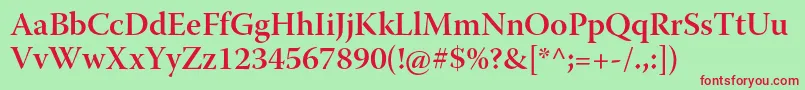 WarnockproSemiboldsubh Font – Red Fonts on Green Background