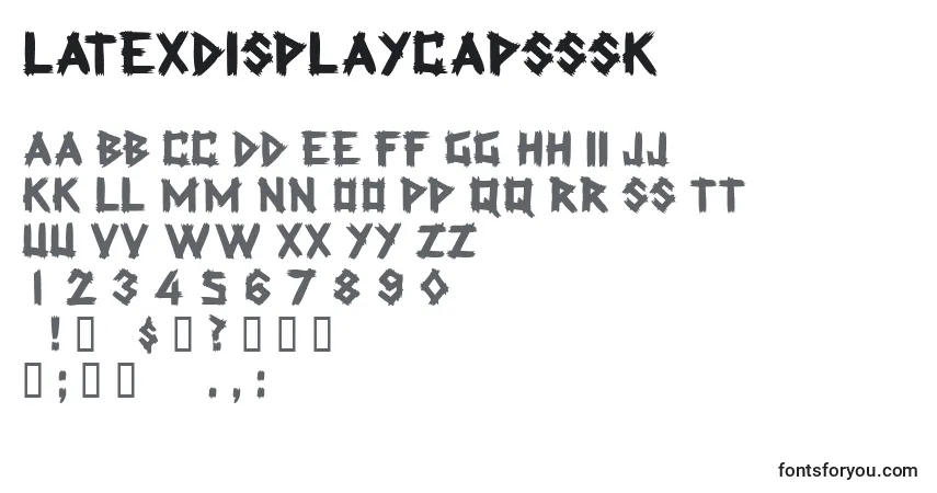 Czcionka Latexdisplaycapsssk – alfabet, cyfry, specjalne znaki