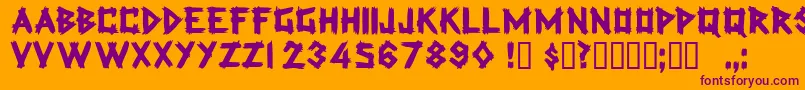 Czcionka Latexdisplaycapsssk – fioletowe czcionki na pomarańczowym tle
