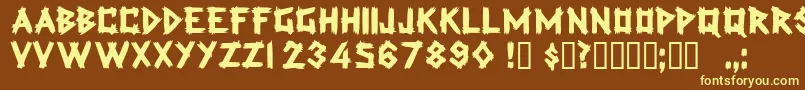 Latexdisplaycapsssk-fontti – keltaiset fontit ruskealla taustalla