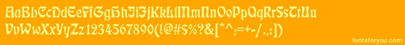 Eckmannd-Schriftart – Gelbe Schriften auf orangefarbenem Hintergrund