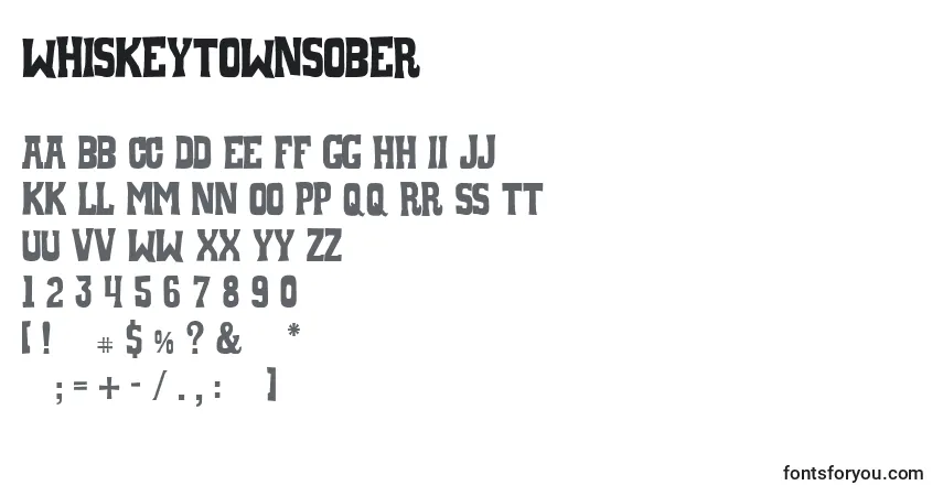 WhiskeytownSober Font – alphabet, numbers, special characters
