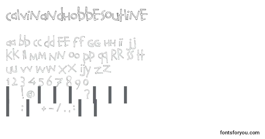 A fonte CalvinAndHobbesOutline – alfabeto, números, caracteres especiais