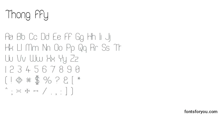 Schriftart Thong ffy – Alphabet, Zahlen, spezielle Symbole