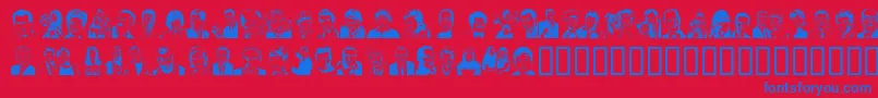 フォントQuotidia – 赤い背景に青い文字