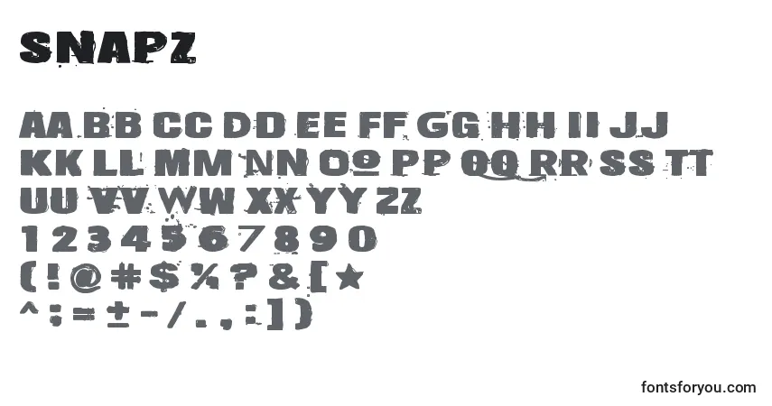 Czcionka Snapz – alfabet, cyfry, specjalne znaki