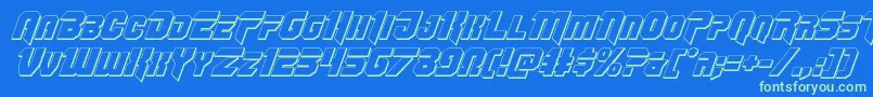 Omegaforce3Dital12 Font – Green Fonts on Blue Background