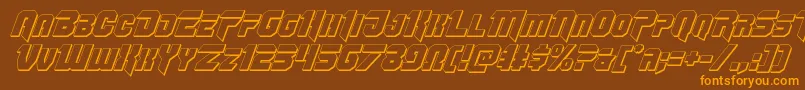 Omegaforce3Dital12-Schriftart – Orangefarbene Schriften auf braunem Hintergrund