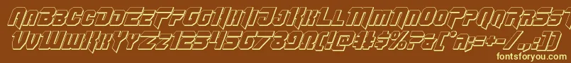 Omegaforce3Dital12-fontti – keltaiset fontit ruskealla taustalla