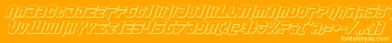 Omegaforce3Dital12-Schriftart – Gelbe Schriften auf orangefarbenem Hintergrund