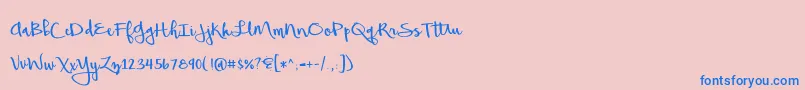 BeautifulMess-Schriftart – Blaue Schriften auf rosa Hintergrund