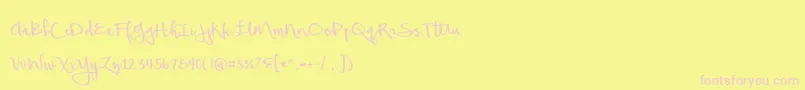 フォントBeautifulMess – ピンクのフォント、黄色の背景