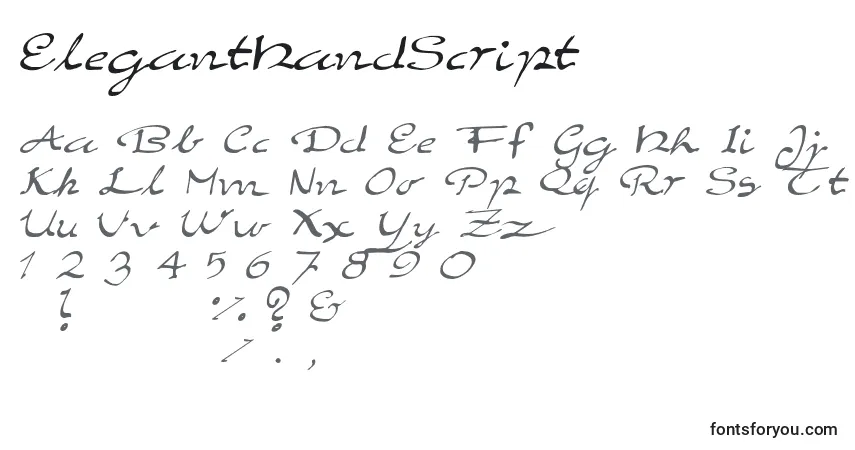 Fuente ElegantHandScript - alfabeto, números, caracteres especiales