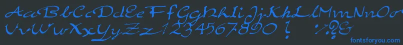 Czcionka ElegantHandScript – niebieskie czcionki na czarnym tle