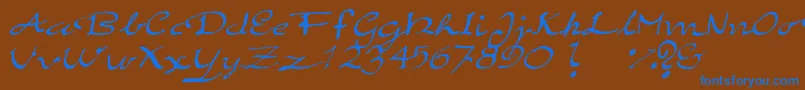 Police ElegantHandScript – polices bleues sur fond brun