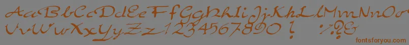 Czcionka ElegantHandScript – brązowe czcionki na szarym tle