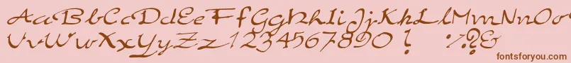 Czcionka ElegantHandScript – brązowe czcionki na różowym tle