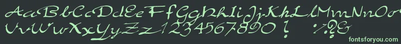 Czcionka ElegantHandScript – zielone czcionki na czarnym tle