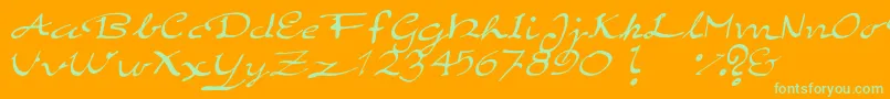 Czcionka ElegantHandScript – zielone czcionki na pomarańczowym tle