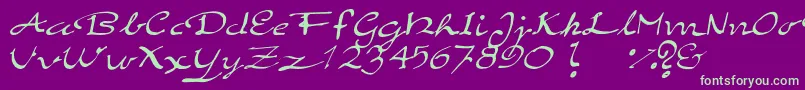 Fonte ElegantHandScript – fontes verdes em um fundo violeta