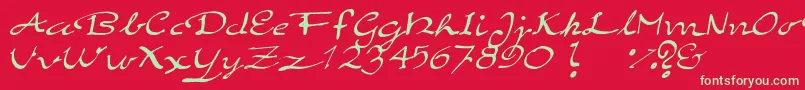 Czcionka ElegantHandScript – zielone czcionki na czerwonym tle