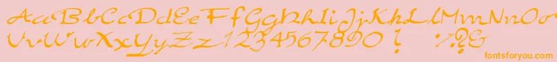 Czcionka ElegantHandScript – pomarańczowe czcionki na różowym tle