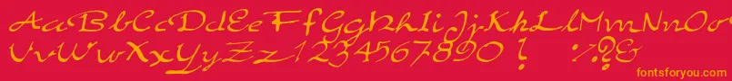 フォントElegantHandScript – 赤い背景にオレンジの文字