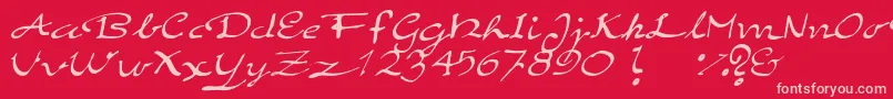 ElegantHandScript-Schriftart – Rosa Schriften auf rotem Hintergrund