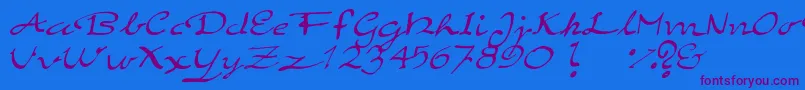 ElegantHandScript-Schriftart – Violette Schriften auf blauem Hintergrund