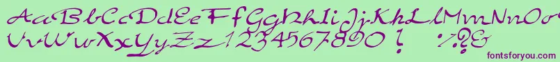 ElegantHandScript Font – Purple Fonts on Green Background