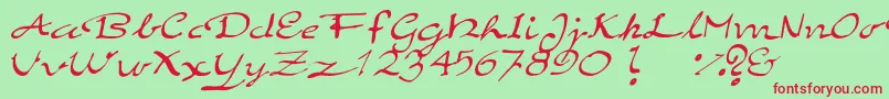 ElegantHandScript-Schriftart – Rote Schriften auf grünem Hintergrund