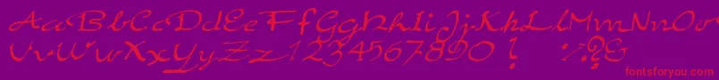 Czcionka ElegantHandScript – czerwone czcionki na fioletowym tle