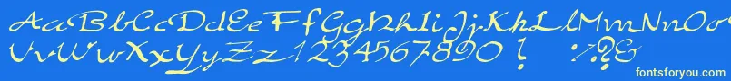 Fonte ElegantHandScript – fontes amarelas em um fundo azul