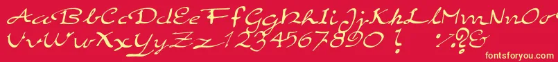 ElegantHandScript-Schriftart – Gelbe Schriften auf rotem Hintergrund