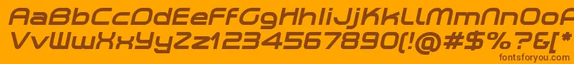 PlanetiumXBoldItalicDemo-fontti – ruskeat fontit oranssilla taustalla