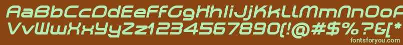 PlanetiumXBoldItalicDemo-fontti – vihreät fontit ruskealla taustalla