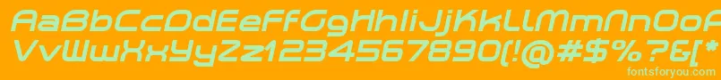 PlanetiumXBoldItalicDemo Font – Green Fonts on Orange Background