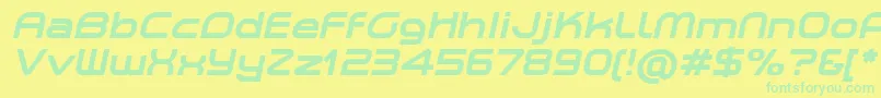 Fonte PlanetiumXBoldItalicDemo – fontes verdes em um fundo amarelo