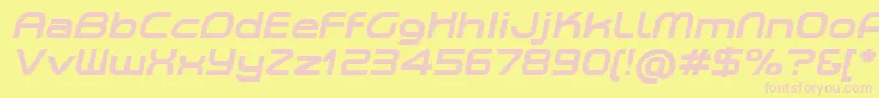 PlanetiumXBoldItalicDemo-fontti – vaaleanpunaiset fontit keltaisella taustalla