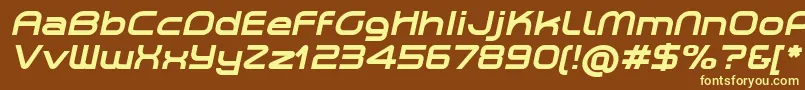 PlanetiumXBoldItalicDemo-fontti – keltaiset fontit ruskealla taustalla
