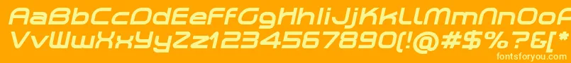 Czcionka PlanetiumXBoldItalicDemo – żółte czcionki na pomarańczowym tle
