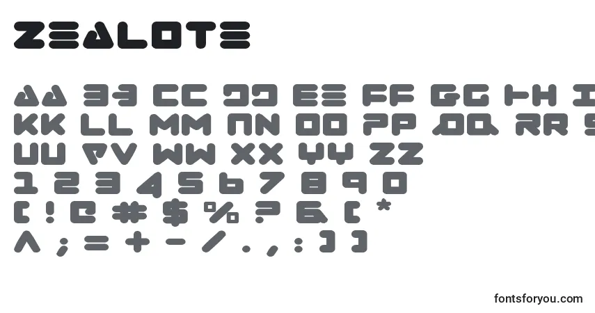 Fuente Zealote - alfabeto, números, caracteres especiales