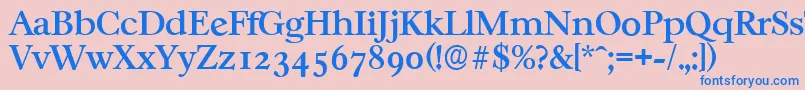 CasablancaserialMediumRegular-fontti – siniset fontit vaaleanpunaisella taustalla