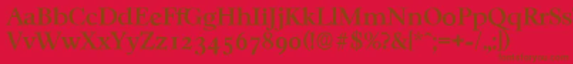 CasablancaserialMediumRegular-Schriftart – Braune Schriften auf rotem Hintergrund