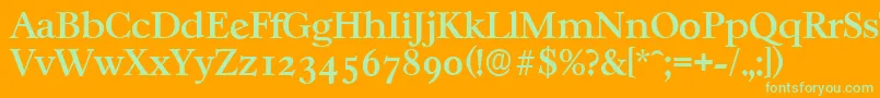 CasablancaserialMediumRegular-Schriftart – Grüne Schriften auf orangefarbenem Hintergrund