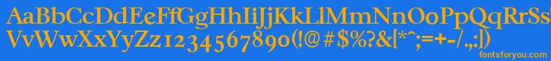 フォントCasablancaserialMediumRegular – オレンジ色の文字が青い背景にあります。