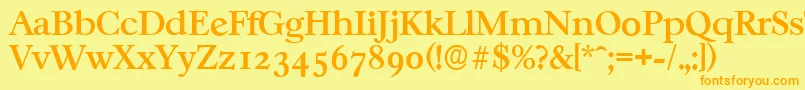 CasablancaserialMediumRegular-Schriftart – Orangefarbene Schriften auf gelbem Hintergrund