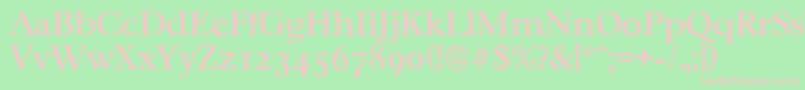 CasablancaserialMediumRegular-fontti – vaaleanpunaiset fontit vihreällä taustalla